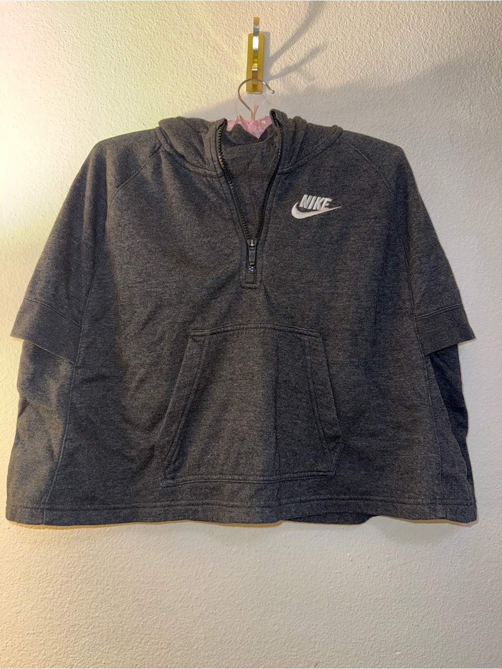 Nike Woman’s Charcoal Gray Half-Zip Hooded Pullover Vest